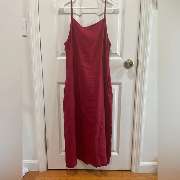 Linenfox Aurora Burgundy Red Linen Dress - Picture 4 of 6